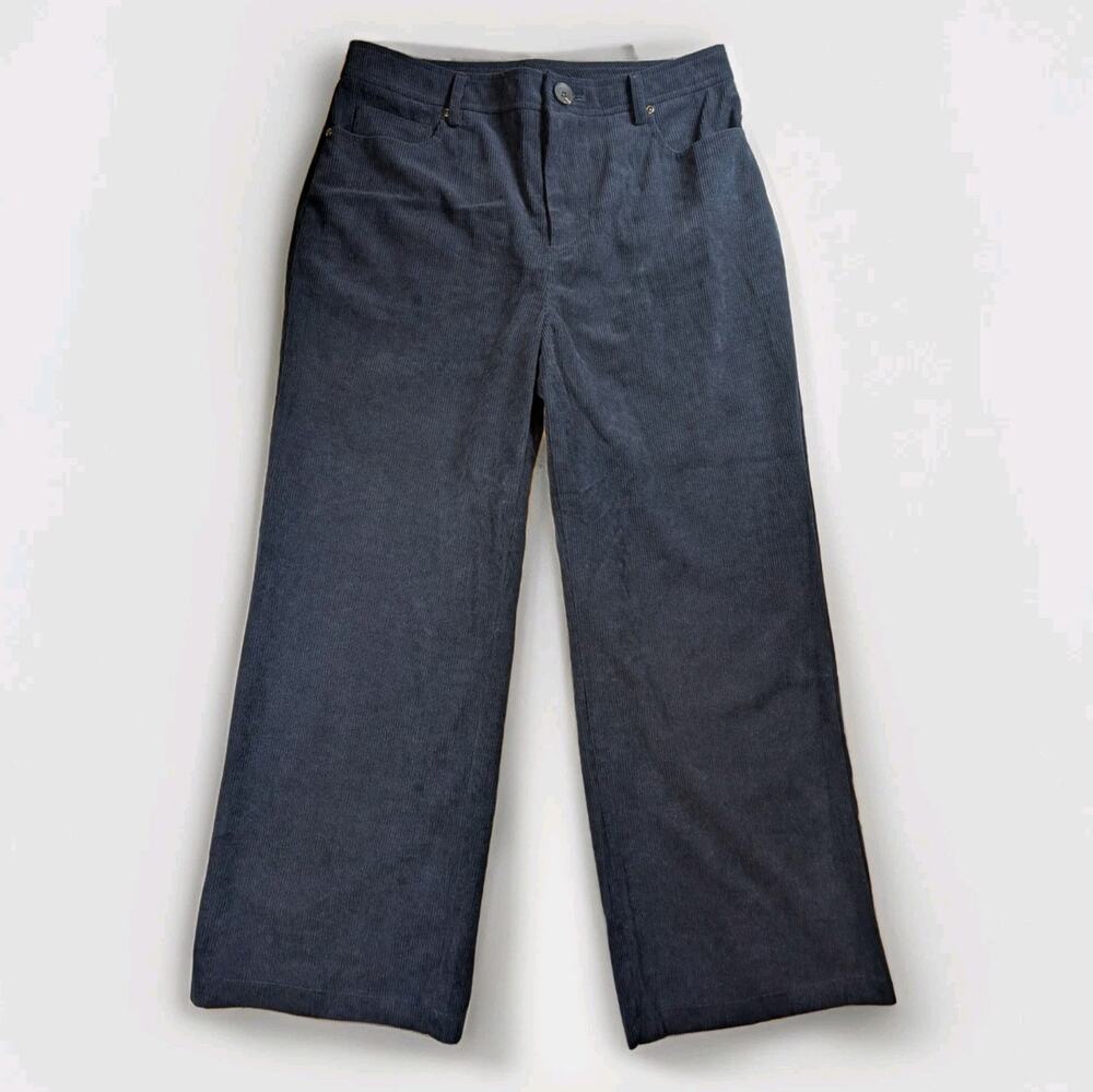 7 For All Mankind Women’s Wide Leg Crop Pants Navy Corduroy Size 31